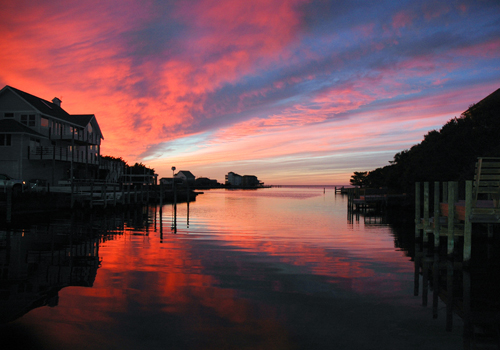 Canal front scenery on Hatteras Island