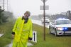 Deputy Willis directs traffic so that runners can safely cross Hwy 12 for the 2016 Memorial Day Shore Break 5K Sponsored by Midgett Realty